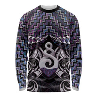 New Zealand Maori Long Sleeve Shirt Poutama Pikorua Purple Paua Shell LT05 Unisex Purple - Polynesian Pride