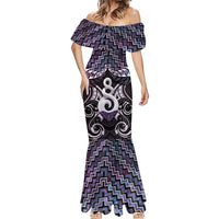 New Zealand Maori Mermaid Dress Poutama Pikorua Purple Paua Shell LT05 - Polynesian Pride