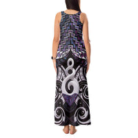 New Zealand Maori Tank Maxi Dress Poutama Pikorua Purple Paua Shell LT05 - Polynesian Pride
