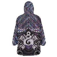 New Zealand Maori Wearable Blanket Hoodie Poutama Pikorua Purple Paua Shell LT05 - Polynesian Pride