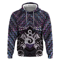 New Zealand Maori Zip Hoodie Poutama Pikorua Purple Paua Shell LT05 Pullover Hoodie Purple - Polynesian Pride