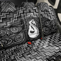 New Zealand Maori Back Car Seat Cover Poutama Manaia Black Paua Shell