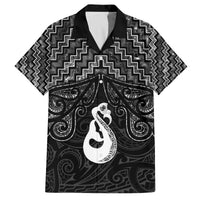 New Zealand Maori Family Matching Off The Shoulder Long Sleeve Dress and Hawaiian Shirt Poutama Manaia Black Paua Shell LT05 Dad's Shirt - Short Sleeve Black - Polynesian Pride