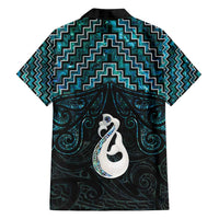 New Zealand Maori Family Matching Off Shoulder Short Dress and Hawaiian Shirt Poutama Manaia Turquoise Paua Shell LT05 - Polynesian Pride