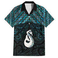 New Zealand Maori Family Matching Puletasi and Hawaiian Shirt Poutama Manaia Turquoise Paua Shell LT05 Dad's Shirt - Short Sleeve Turquoise - Polynesian Pride