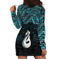 New Zealand Maori Hoodie Dress Poutama Manaia Turquoise Paua Shell LT05 - Polynesian Pride
