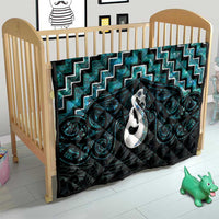 New Zealand Maori Quilt Poutama Manaia Turquoise Paua Shell