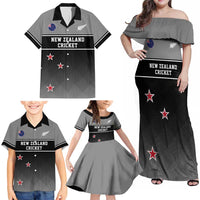 Custom New Zealand Cricket Family Matching Off Shoulder Maxi Dress and Hawaiian Shirt Black Cap Unbeatable LT05 - Polynesian Pride