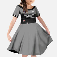 Custom New Zealand Cricket Family Matching Puletasi and Hawaiian Shirt Black Cap Unbeatable LT05 Daughter's Dress Black - Polynesian Pride