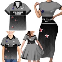 Custom New Zealand Cricket Family Matching Short Sleeve Bodycon Dress and Hawaiian Shirt Black Cap Unbeatable LT05 - Polynesian Pride