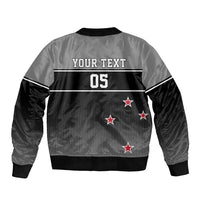 Custom New Zealand Cricket Sleeve Zip Bomber Jacket Black Cap Unbeatable LT05 - Polynesian Pride