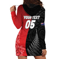 New Zealand And England Rugby Custom Hoodie Dress Red Rose Mix Maori Pattern LT05 - Polynesian Pride