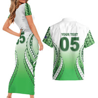 Custom Cook Islands Avaiki Rugby Couples Matching Short Sleeve Bodycon Dress and Hawaiian Shirt Go Champions LT05 - Polynesian Pride