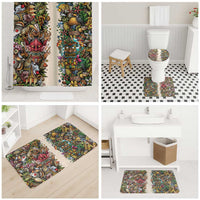 Hawaii And Japan Bathroom Set Tiki With Oni Mask - Polynesian Pride