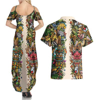 Hawaii And Japan Couples Matching Summer Maxi Dress and Hawaiian Shirt Tiki With Oni Mask LT05 - Polynesian Pride