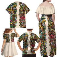 Hawaii And Japan Family Matching Off Shoulder Maxi Dress and Hawaiian Shirt Tiki With Oni Mask LT05 - Polynesian Pride