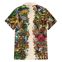 Hawaii And Japan Family Matching Short Sleeve Bodycon Dress and Hawaiian Shirt Tiki With Oni Mask LT05 - Polynesian Pride