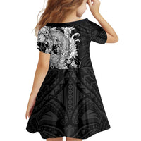 Hawaiian And Japanese Culture Family Matching Short Sleeve Bodycon Dress and Hawaiian Shirt Irezumi Dragon With Polynesian Pattern Black LT05 - Polynesian Pride