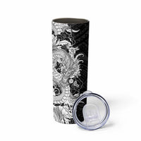 Hawaiian And Japanese Culture Skinny Tumbler Irezumi Dragon With Polynesian Pattern Black LT05 - Polynesian Pride