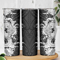 Hawaiian And Japanese Culture Skinny Tumbler Irezumi Dragon With Polynesian Pattern Black LT05 - Polynesian Pride