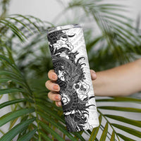 Hawaiian And Japanese Culture Skinny Tumbler Irezumi Dragon With Polynesian Pattern White LT05 - Polynesian Pride