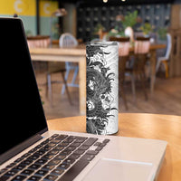 Hawaiian And Japanese Culture Skinny Tumbler Irezumi Dragon With Polynesian Pattern White LT05 - Polynesian Pride