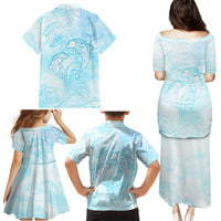 Polynesia Dolphins Under The Sea Family Matching Puletasi and Hawaiian Shirt Simple Style LT05 - Polynesian Pride