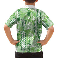 Green Hawaii Tapa Pattern Family Matching Off Shoulder Short Dress and Hawaiian Shirt With Heliconia Vintage Style LT05 - Polynesian Pride
