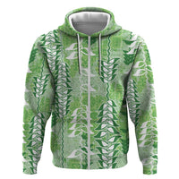 Green Hawaii Tapa Pattern Hoodie With Heliconia Vintage Style