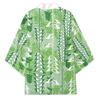 Green Hawaii Tapa Pattern Kimono With Heliconia Vintage Style