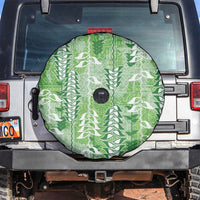 Green Hawaii Tapa Pattern Spare Tire Cover With Heliconia Vintage Style