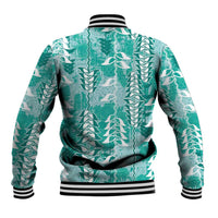 Teal Hawaii Tapa Pattern Baseball Jacket With Heliconia Vintage Style