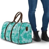 Teal Hawaii Tapa Pattern Travel Bag With Heliconia Vintage Style