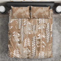 Beige Hawaii Tapa Pattern Bedding Set With Heliconia Vintage Style