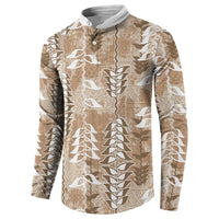Beige Hawaii Tapa Pattern Button Sweatshirt With Heliconia Vintage Style