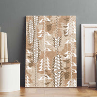 Beige Hawaii Tapa Pattern Canvas Wall Art With Heliconia Vintage Style
