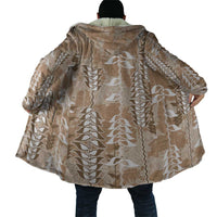 Beige Hawaii Tapa Pattern Cloak With Heliconia Vintage Style