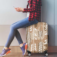 Beige Hawaii Tapa Pattern Luggage Cover With Heliconia Vintage Style