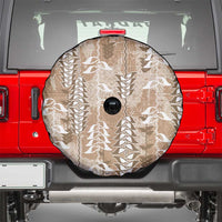 Beige Hawaii Tapa Pattern Spare Tire Cover With Heliconia Vintage Style