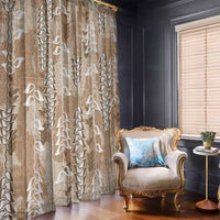 Beige Hawaii Tapa Pattern Window Curtain With Heliconia Vintage Style