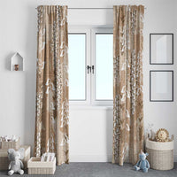 Beige Hawaii Tapa Pattern Window Curtain With Heliconia Vintage Style