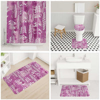 Magenta Hawaii Tapa Pattern Bathroom Set With Heliconia Vintage Style