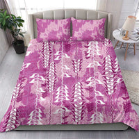 Magenta Hawaii Tapa Pattern Bedding Set With Heliconia Vintage Style