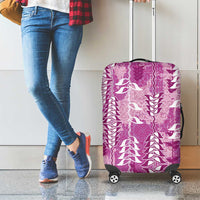 Magenta Hawaii Tapa Pattern Luggage Cover With Heliconia Vintage Style