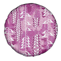 Magenta Hawaii Tapa Pattern Spare Tire Cover With Heliconia Vintage Style