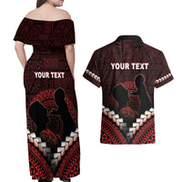 Personalised Tonga Happy Father's Day Couples Matching Off Shoulder Maxi Dress and Hawaiian Shirt Ofa Lahi Atu Dad Polynesian Tribal LT05 - Polynesian Pride