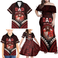 Personalised Tonga Happy Father's Day Family Matching Off Shoulder Maxi Dress and Hawaiian Shirt Ofa Lahi Atu Dad Polynesian Tribal LT05 - Polynesian Pride