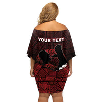 Personalised Tonga Happy Father's Day Family Matching Off Shoulder Short Dress and Hawaiian Shirt Ofa Lahi Atu Dad Polynesian Tribal LT05 - Polynesian Pride