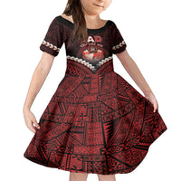 Personalised Tonga Happy Father's Day Kid Short Sleeve Dress Ofa Lahi Atu Dad Polynesian Tribal LT05 KID Red - Polynesian Pride