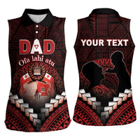 Personalised Tonga Happy Father's Day Women Sleeveless Polo Shirt Ofa Lahi Atu Dad Polynesian Tribal LT05 - Polynesian Pride